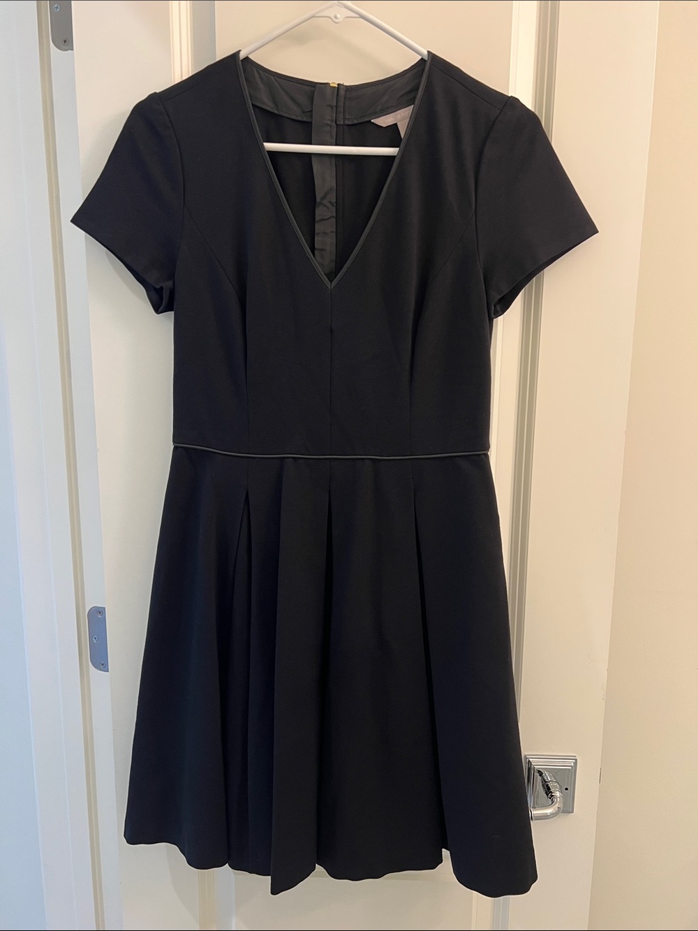 Banana Republic Black V-Neck Pleated Mini Dress